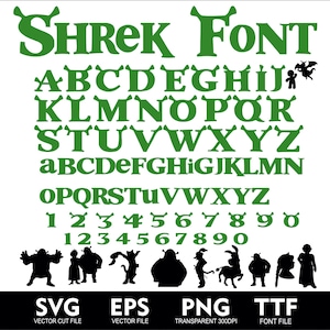 Cartoon Shrek Schrift Shrek Clipart Schriftart SVG Clipart für Cricut Shrek Clipart Shrek Alphabet Shrek Buchstabe SVG Png Eps TTF Schriftart