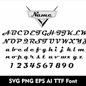 Cartoon Cars Font SVG Cars Alphabet  Svg Cars Letters Svg Png Eps TTF font