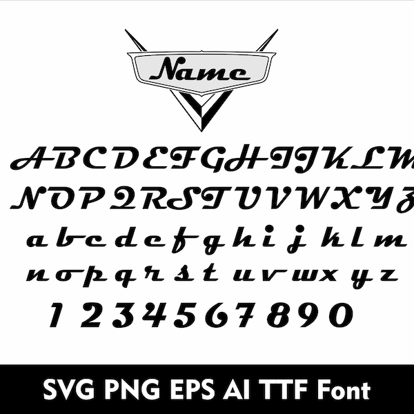 Cartoon Cars Font SVG Cars Alphabet  Svg Cars Letters Svg Png Eps TTF font