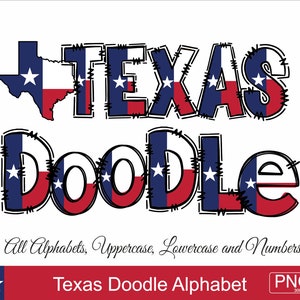Texas Letters PNG Texas Alphabet Texas Doodle PNG Sublimationsschrift Texas Doodle Alphabet