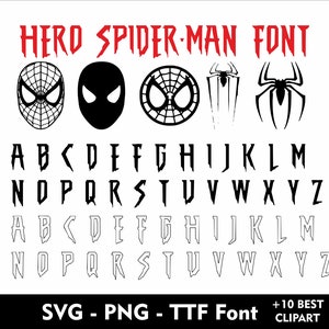 Held Spider-Man lettertype Spider Clipart lettertype SVG voor Cricut Spider-Man alfabet Spider Letter Svg Png Eps TTF-lettertype
