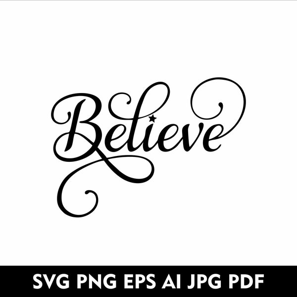 Believe SVG Christmas SVG Winter Door Sign SVG Glowforge Christmas Clipart Believe Png Svg Eps Jpg Pdf Ai Holiday svg V1