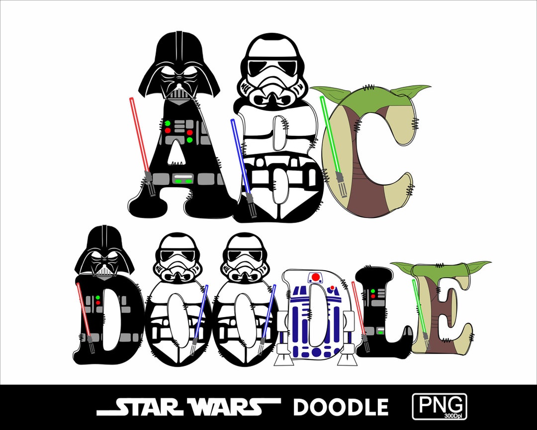 Star Wars Doodle Alphabet BUNDLE 4 Full Set Png Darth Vader Font Jedi Star Wars Doodle Alphabet BUNDLE 4 Full Set Png Darth Vader Font Jedi