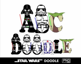 Star Wars Dooodle Alphabet Bundle 4 Set Png Darth Vader Jedi RD2