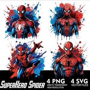 4 Design Superhjälte Spindel SVG PNG Hjälte Spindel Sublimering och Vektor Svg Png Transparent Png Fullfärg DTG Tryckfiler design bild 2
