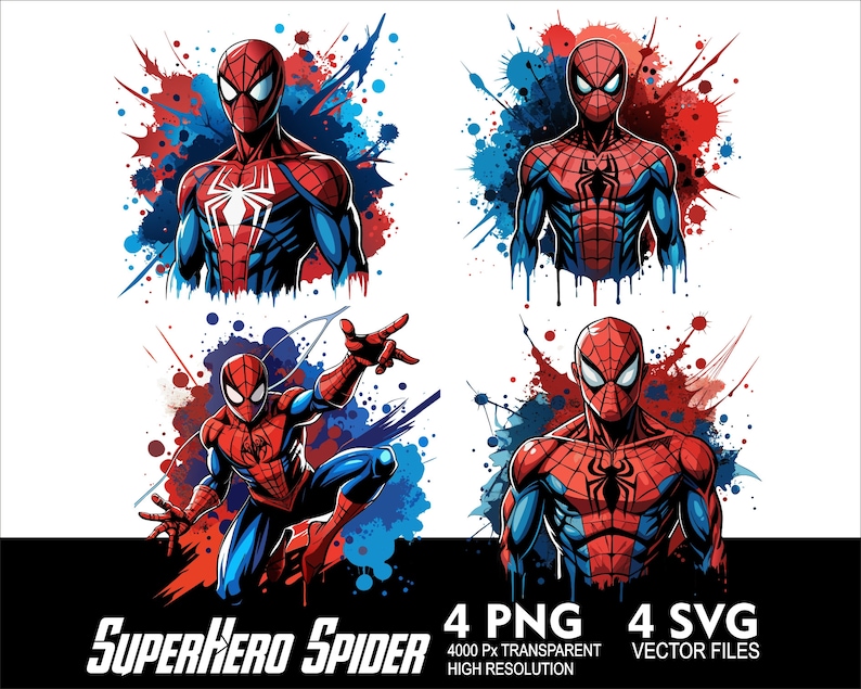 4 Design Superhjälte Spindel SVG PNG Hjälte Spindel Sublimering och Vektor Svg Png Transparent Png Fullfärg DTG Tryckfiler design bild 2