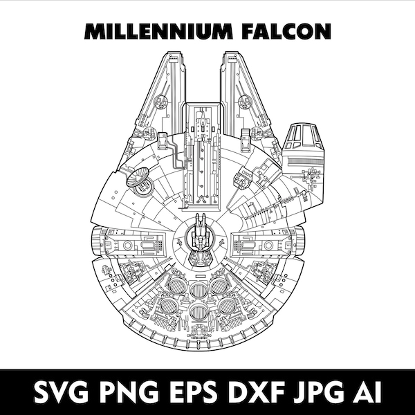 Star Wars Millennium Falcon SVG Star Wars Ships Vector Plans Svg Eps Dxf Png Jpg