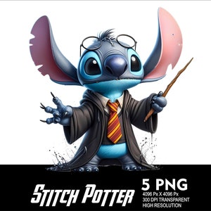 5 PNG Stitch Potter Splash und Aquarell Transparente PNG-Datei für Sublimation 300Dpi hochauflösende PNG-Download-Dateien Potter Stitch