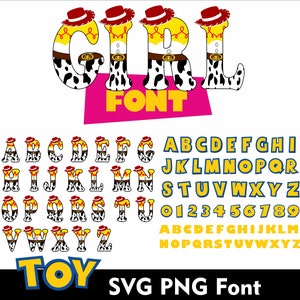 Alfabeto de Toy Story, vaquera, Jessie, SVG, PNG, garabatos, letras de la A a la Z, letras de Toy Story, juguetes, fuente, letras de garabatos, fuente de historia