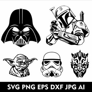 Star Wars Head SVG StarWars Face Vector Darh Vader Mandalor Tropper Maul Svg Eps Dxf Png Jpg