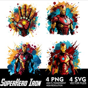 4 Design Superhero Iron SVG PNG Hero Iron Sublimation and Vector Svg Png Transparent Png fullcolor DTG Print files design image 2