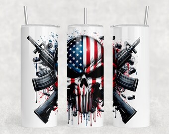 Skull Punisher PNG Design Sublimation Cup Tshirt Design High Resolution Transparent Background PNG