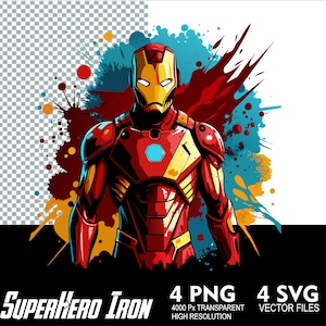 4 Design Superhero Iron SVG PNG Hero Iron Sublimation and Vector Svg Png Transparent Png fullcolor DTG Print files design