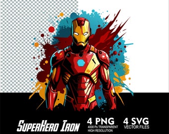 4 Design Superhero Iron SVG PNG Hero Iron Sublimation and Vector Svg Png Transparent Png fullcolor DTG Print files design