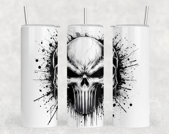Skull Punisher PNG Design Sublimation Cup Tshirt Design High Resolution Transparent Background PNG