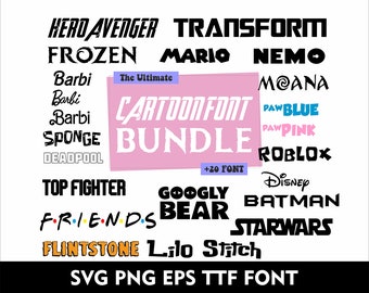 The Ultimate 20 Fonts Cartoon Font Bundle for Cricut SVG Canva Font Movie Font Set Digital Fonts SVG Font Svg Eps TTF Font