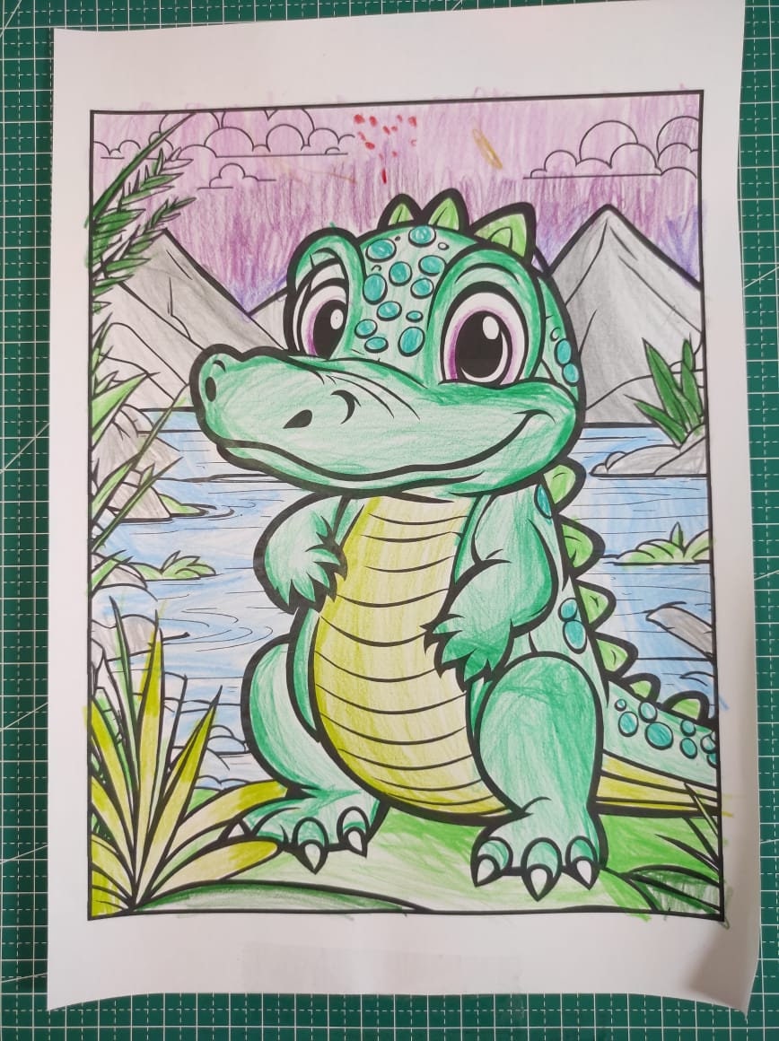 Baby Crocodile Coloring Page Printable Croc Coloring Sheet Black and ...