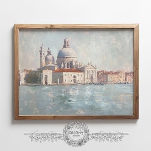 Venice Canal Oil Painting: Vintage Italian Landscape Art (Digital Download
