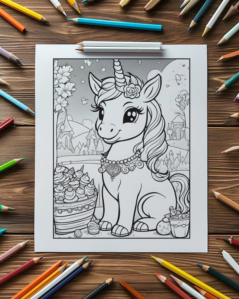 Cute Baby Unicorn Coloring Page for Kids Coloring Sheet for Toddlers