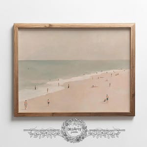Lámina artística minimalista de escena de playa: Decoración costera discreta (descarga digital)