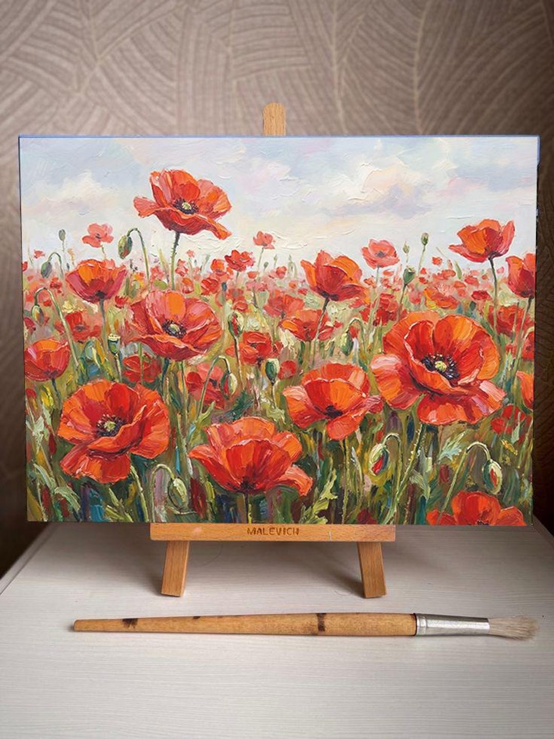 Poppy Flower Art Print: Vintage Oil Floral Wall Art (digital Download ...