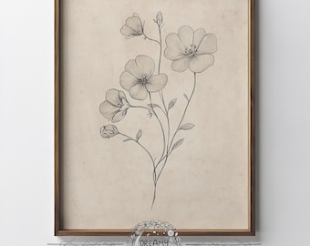 植物イラスト 鉛筆画 花 4 デジタル ダウンロード 印刷 - Etsy 日本