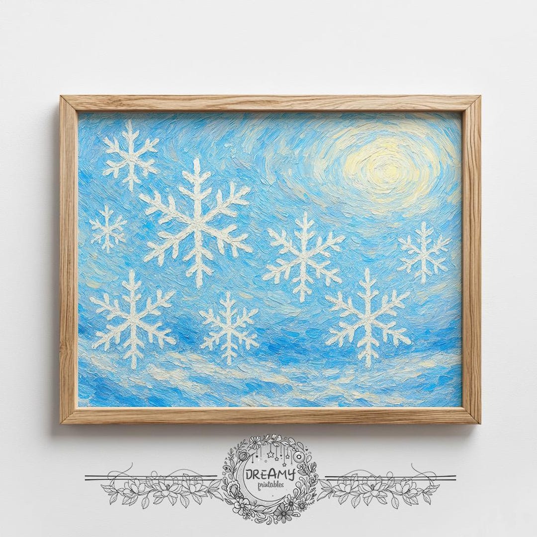 Winter Snowflake Art Digital Printable Falling Snow Pattern Post ...