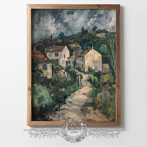 European Village Art Digital Download Rustic European Village Landscape Vintage Style Wall Art Printable Countryside Painting Old World Art