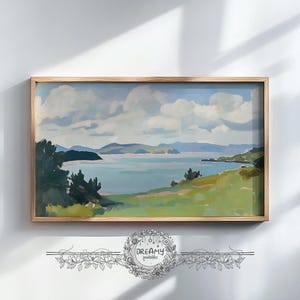 Coastal Landscape Painting: Neutral Tone Samsung Frame TV Art (Digital Download)