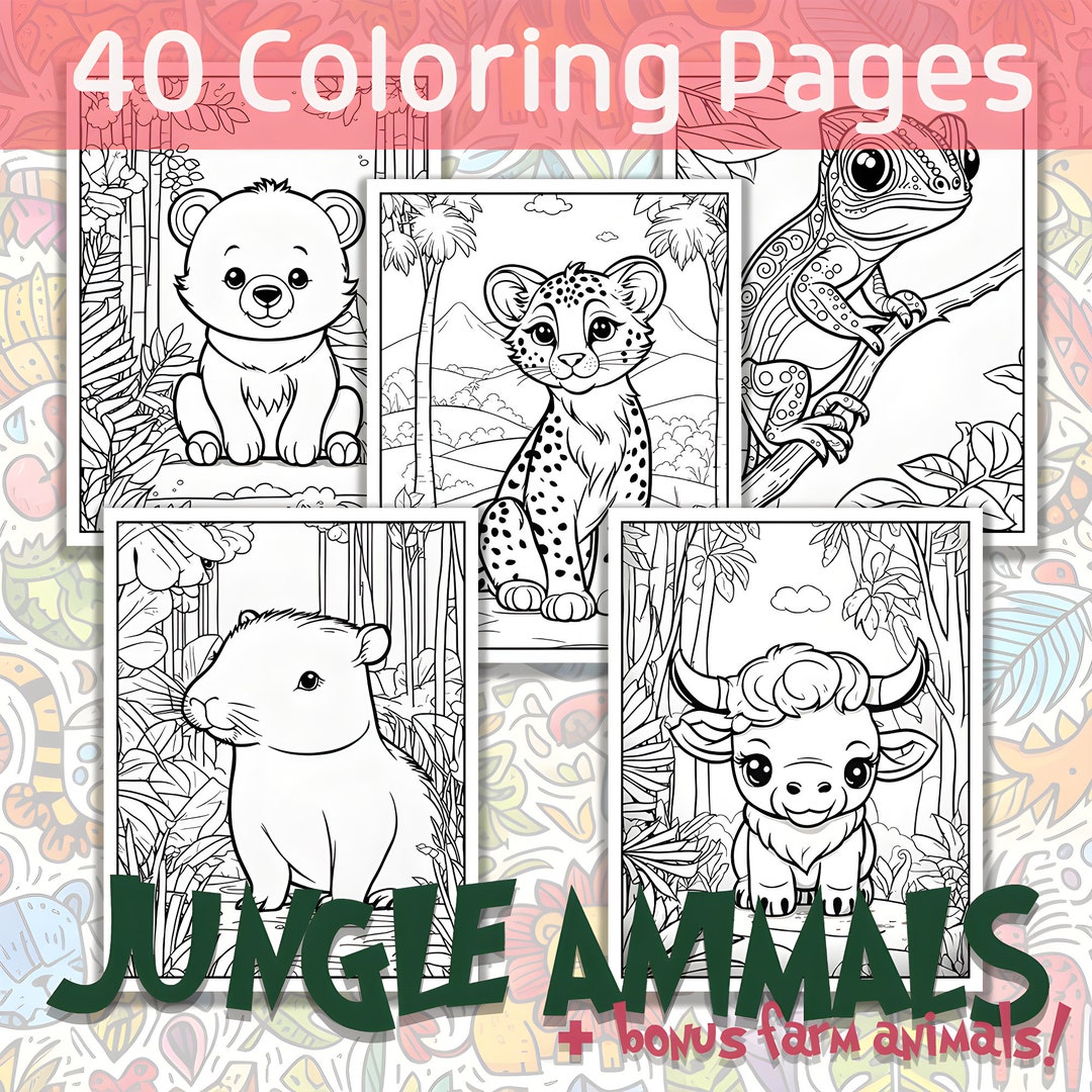 40 Jungle Animal Coloring Pages for Kids Printable Coloring Sheets for