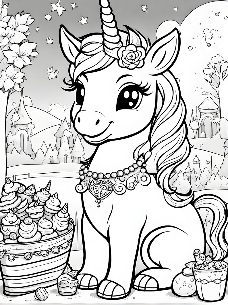 Cute Baby Unicorn Coloring Page for Kids Coloring Sheet for Toddlers