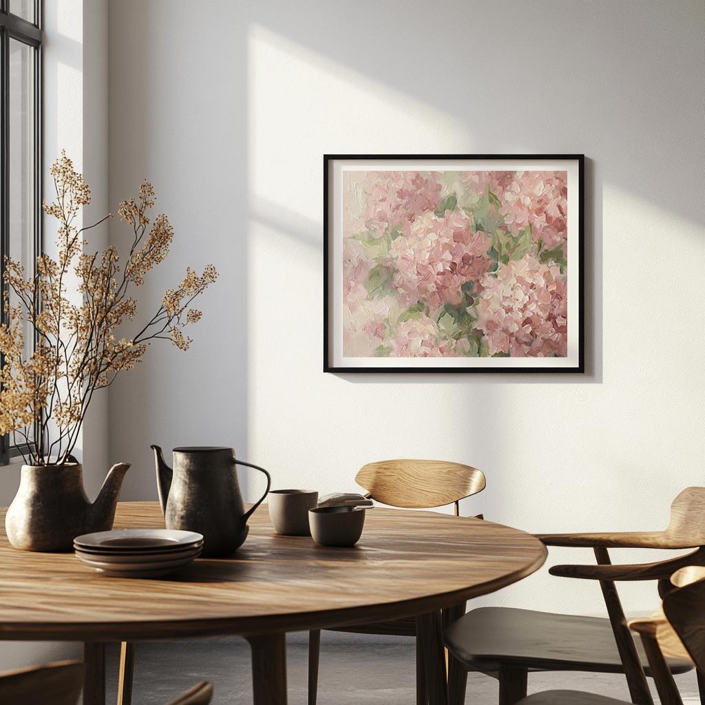 Hydrangea Wall Art: Pink Abstract Oil Painting Print (digital Download ...