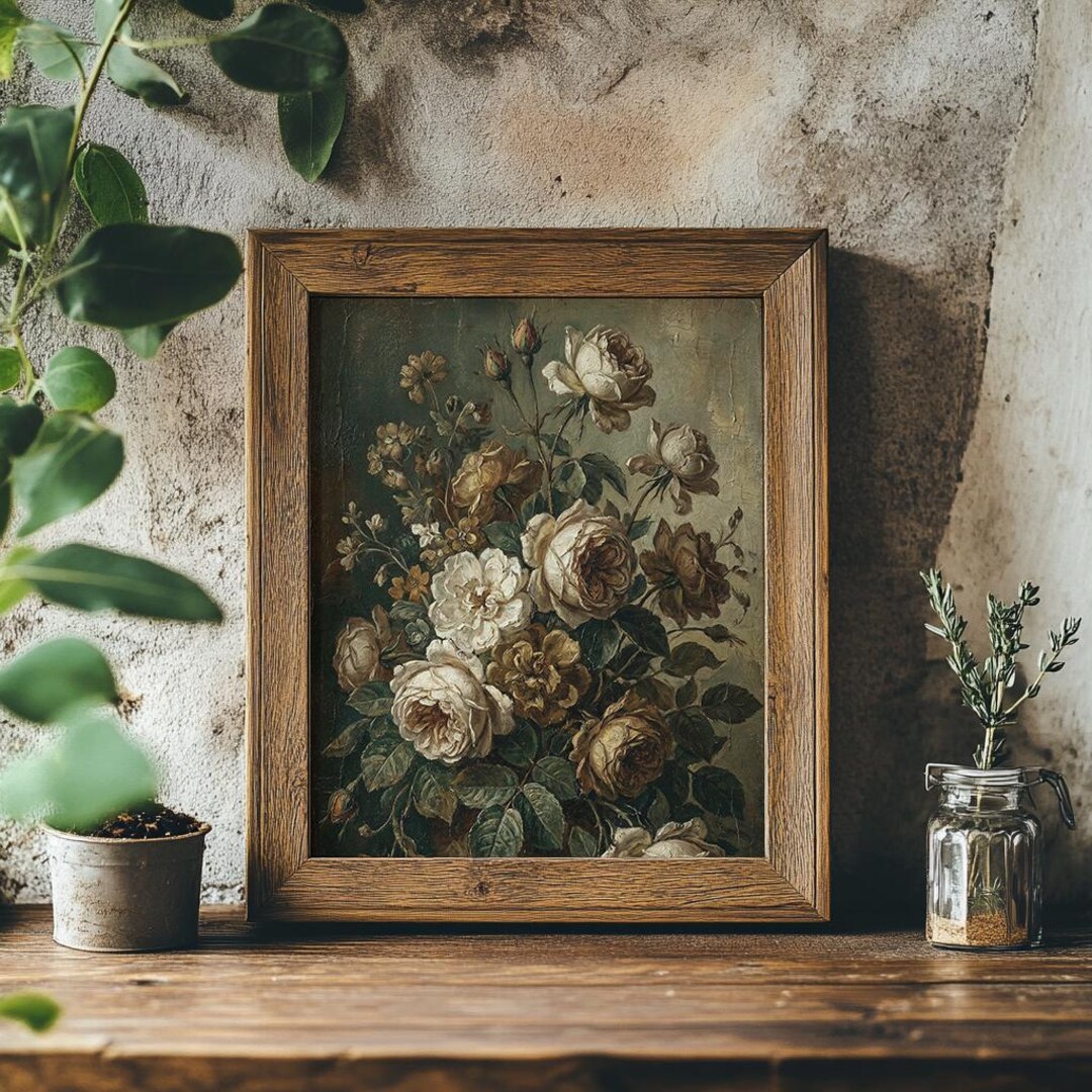 Vintage Rose Painting Print: Antique Floral Wall Art (digital Download ...