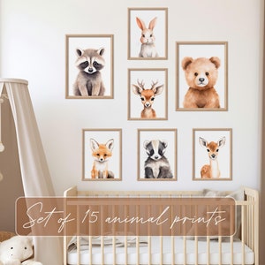 Woodland Nursery Prints Wall Art Gift, Set of 15 Printable Forest ...
