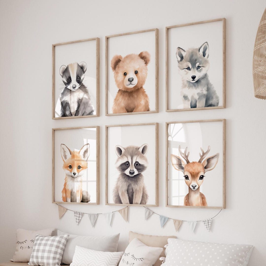 Woodland Nursery Prints Wall Art Gift, Set of 15 Printable Forest ...