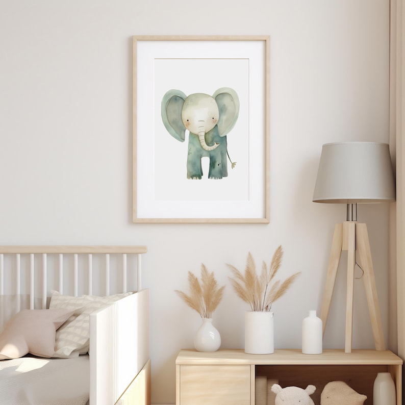 Impresión de arte de pared para guardería de safari, juego de 6 animales de safari imprimibles, decoración de guardería de safari, arte de pared de guardería de jungla neutral para imprimir imagen 3