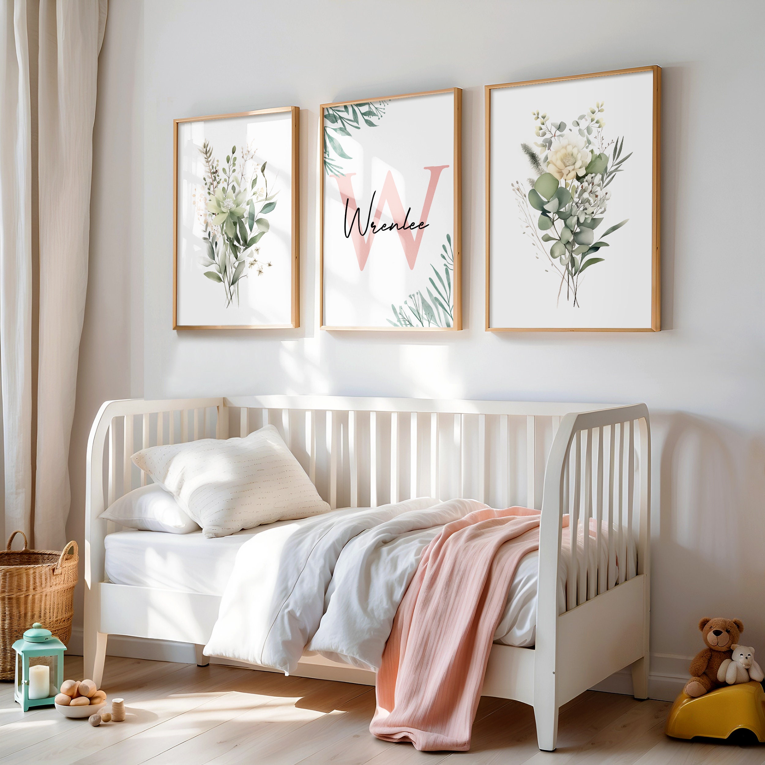 Custom Wildflowers Prints. Sage Green Floral Nursery Wall Art ...