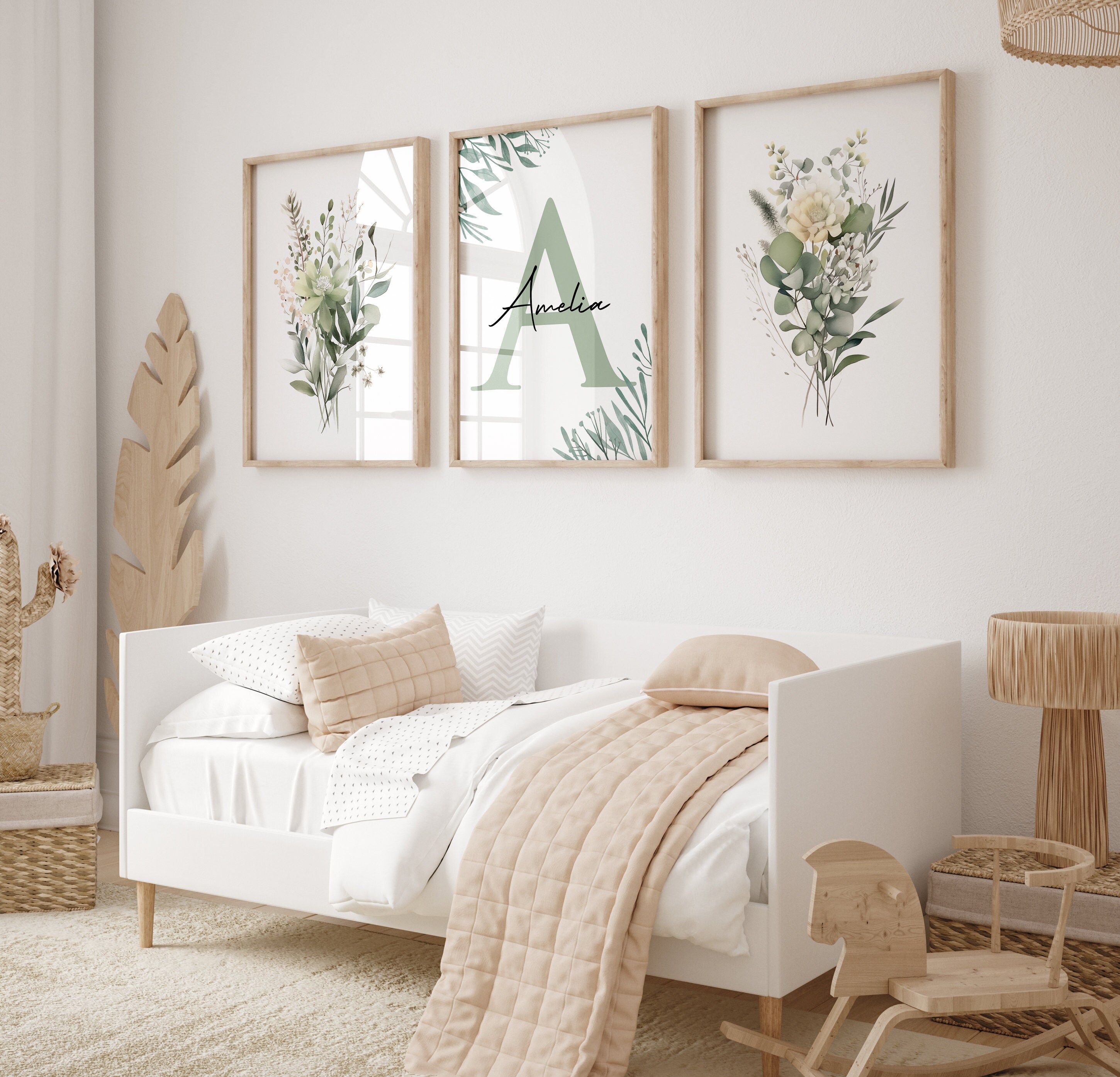 Custom Wildflowers Prints. Sage Green Floral Nursery Wall Art ...
