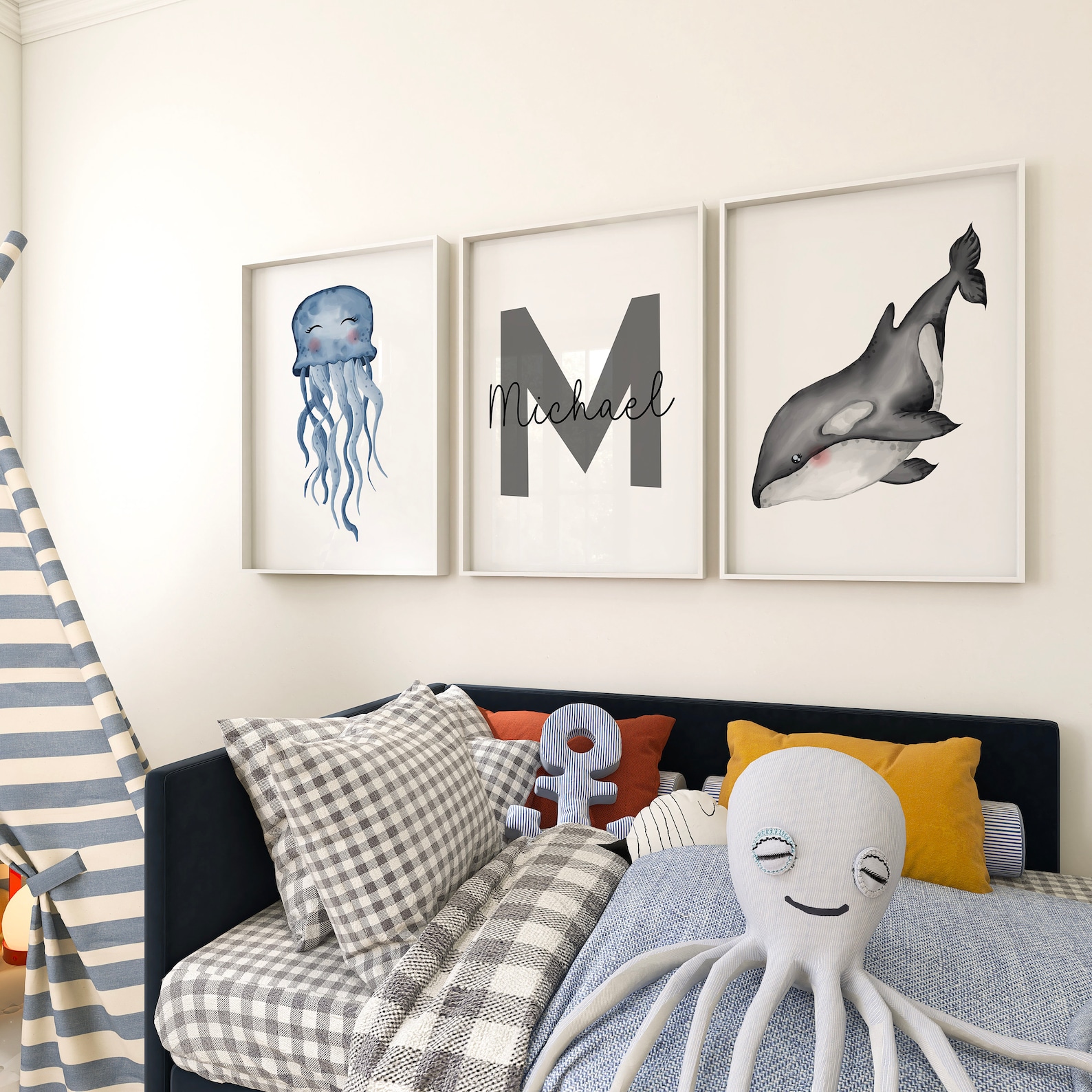 Custom Set of 3 Wall Art Print Under the Sea Ocean Animals Nursery ...
