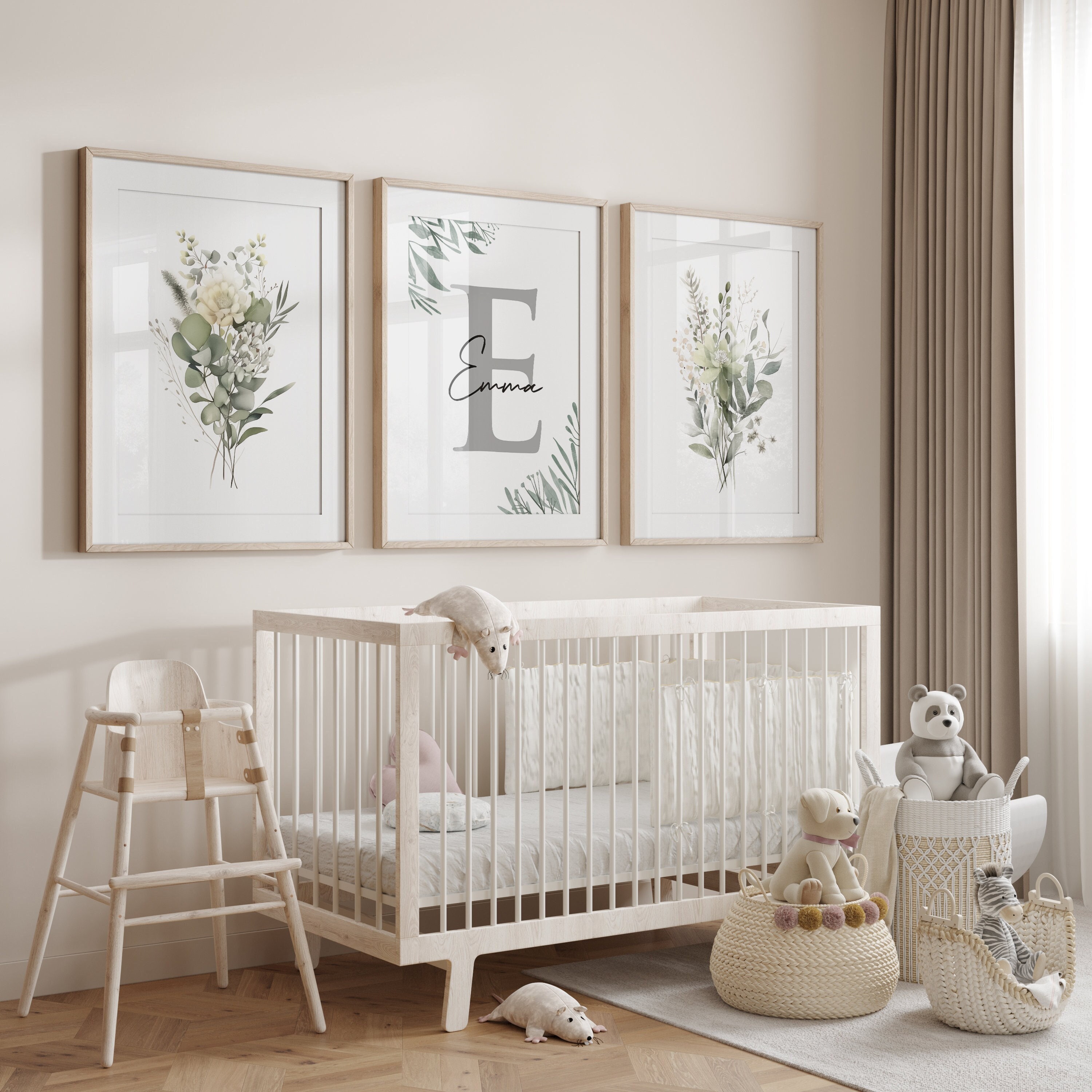 Custom Wildflowers Prints. Sage Green Floral Nursery Wall Art ...