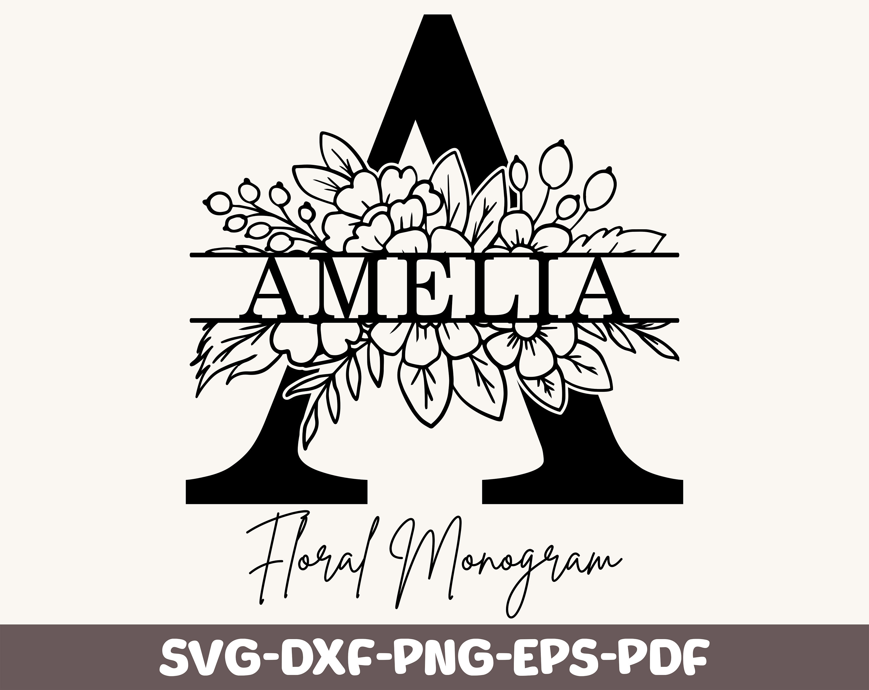 Floral Split Monogram Flower Svg Flowers Graphic By Tadashop Design ...