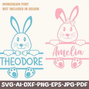 Osterhase svg, Osterhase Split-Monogramm SVG, Bunny Face svg, Name Frame SVG, Ostern svg, Bunny Monogram svg, Baby Name svg