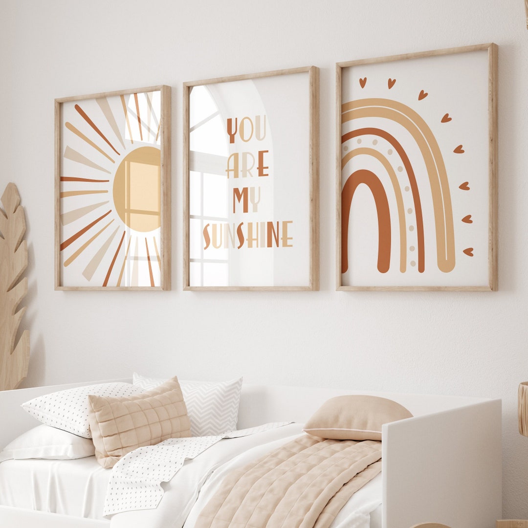 You Are My Sunshine Set of 3 Boho Wall Art Neutral Nursery Print ...