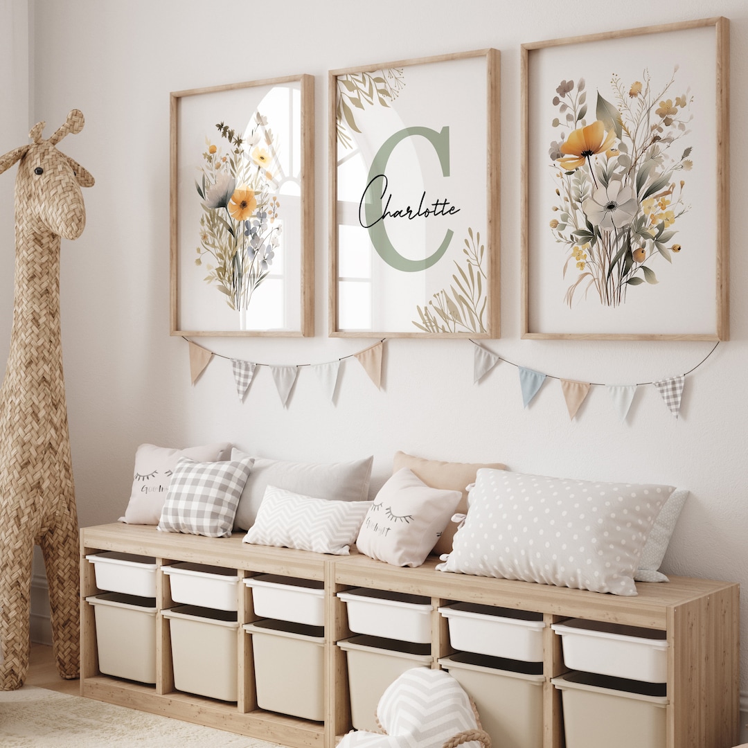 Personalised Wildflowers Prints. Boho Floral Nursery Wall Art ...