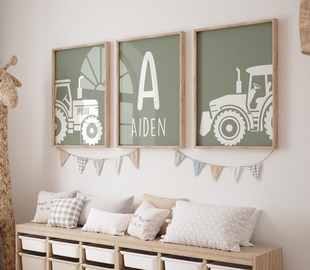 Custom Tractor Wall Art Set of 3 Prints Toddler Boy Wall Art Farmhouse ...