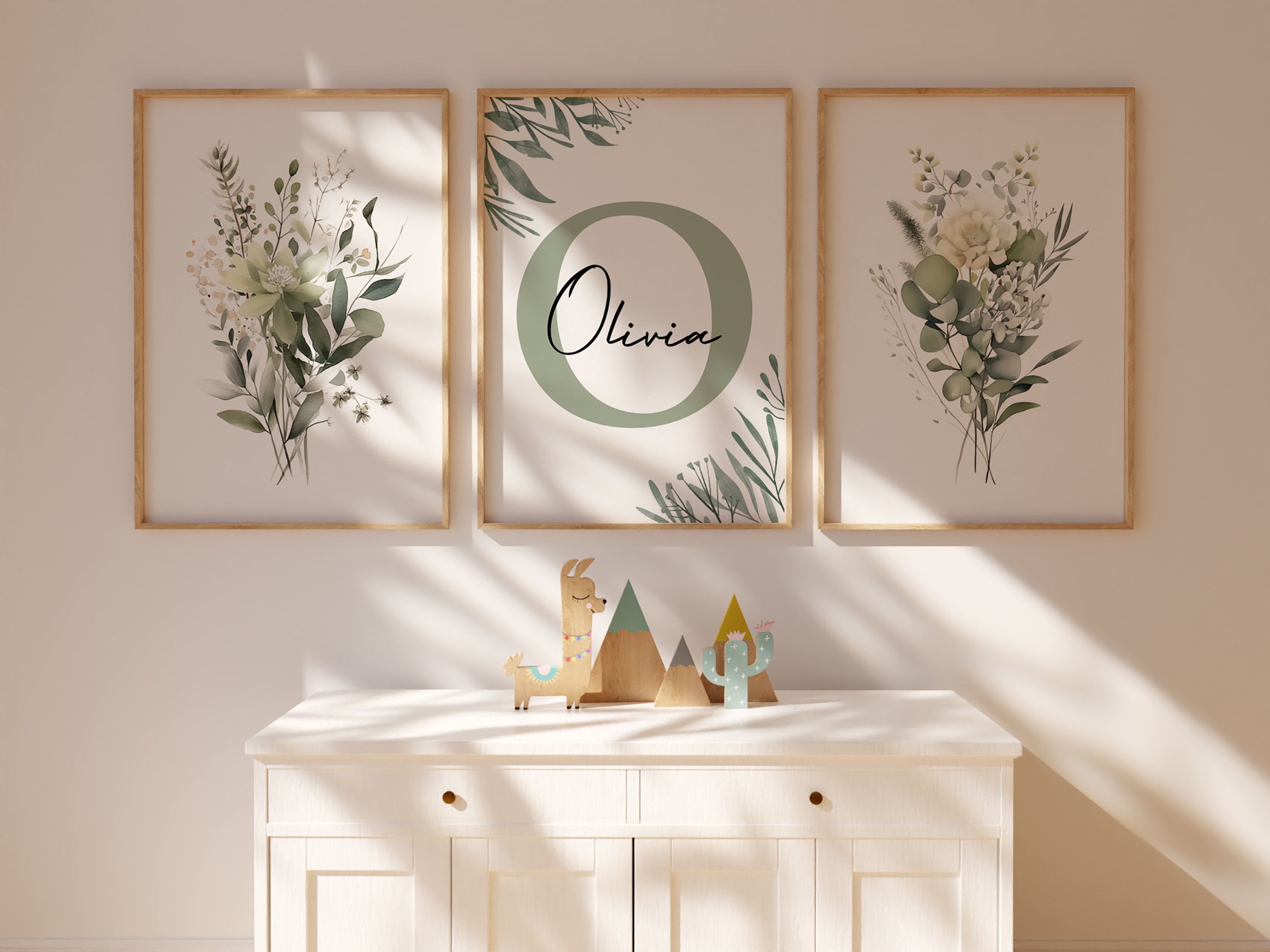 Custom Wildflowers Prints. Sage Green Floral Nursery Wall Art ...