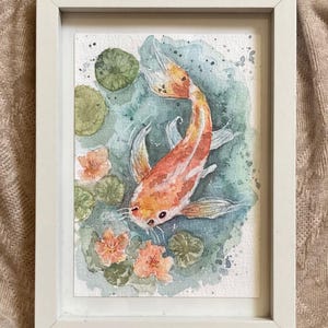 Opera d'arte ad acquerello fatta a mano - Dipinto originale di pesce - Decorazione da parete unica per la casa - Illustrazione di animali - Senza cornice