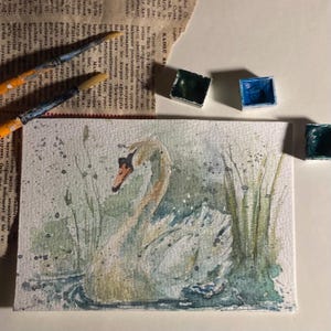 Aquarell Schwan Malerei – Natur Wandkunst – Elegante Vogel Illustration – Original Kunst auf strukturiertem Papier – Schwan Dekoration für Zuhause - Ungerahmt