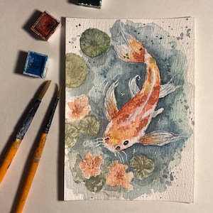 Handmade Watercolor Artwork – Original Fish Painting – Unique Home Wall Decor – Animal Illustration - Unframed