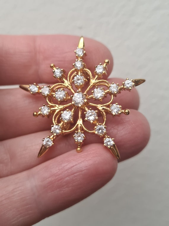 Vintage Sunburst Diamonds paste brooch snowflake g